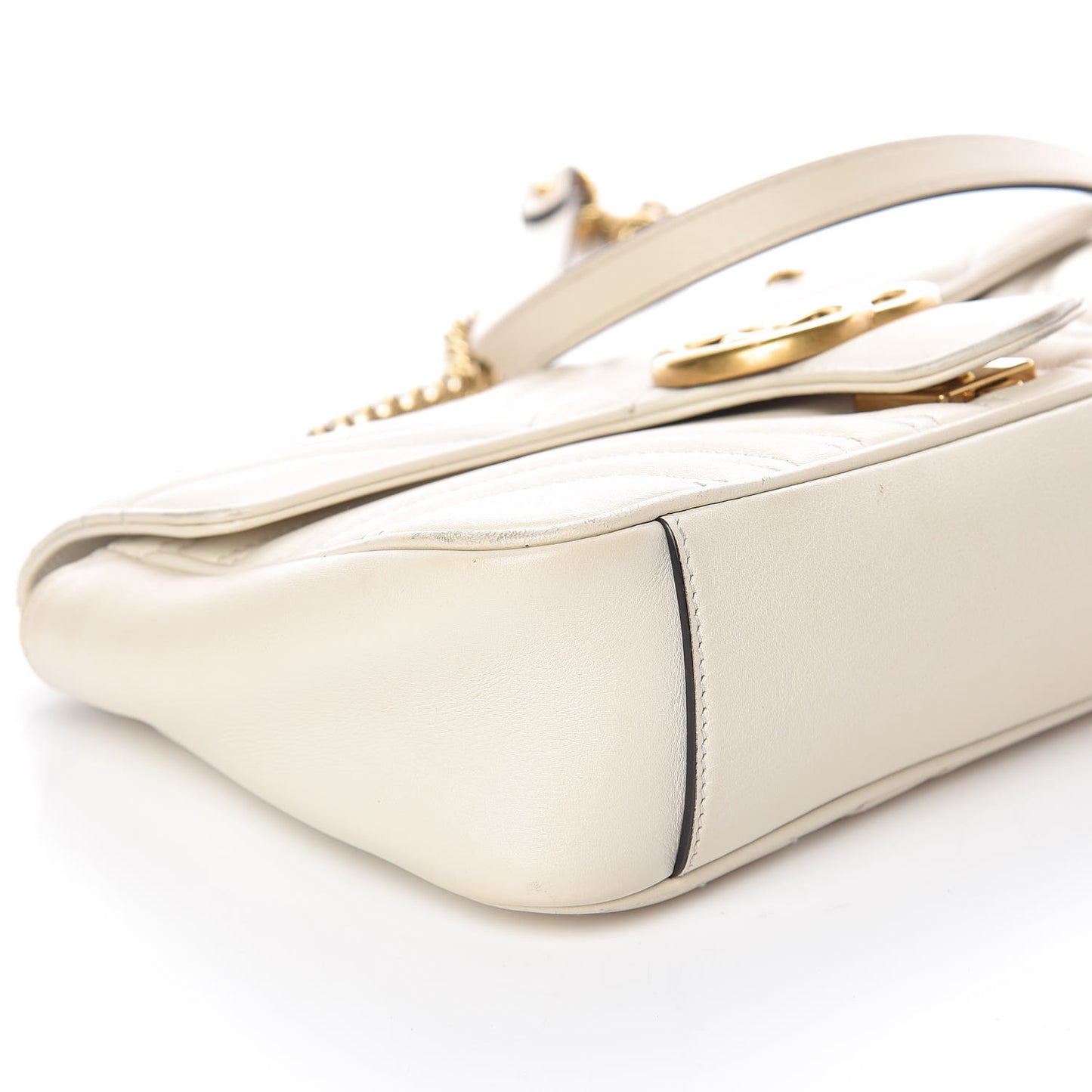 Calfskin Matelasse Small GG Marmont Shoulder Bag White