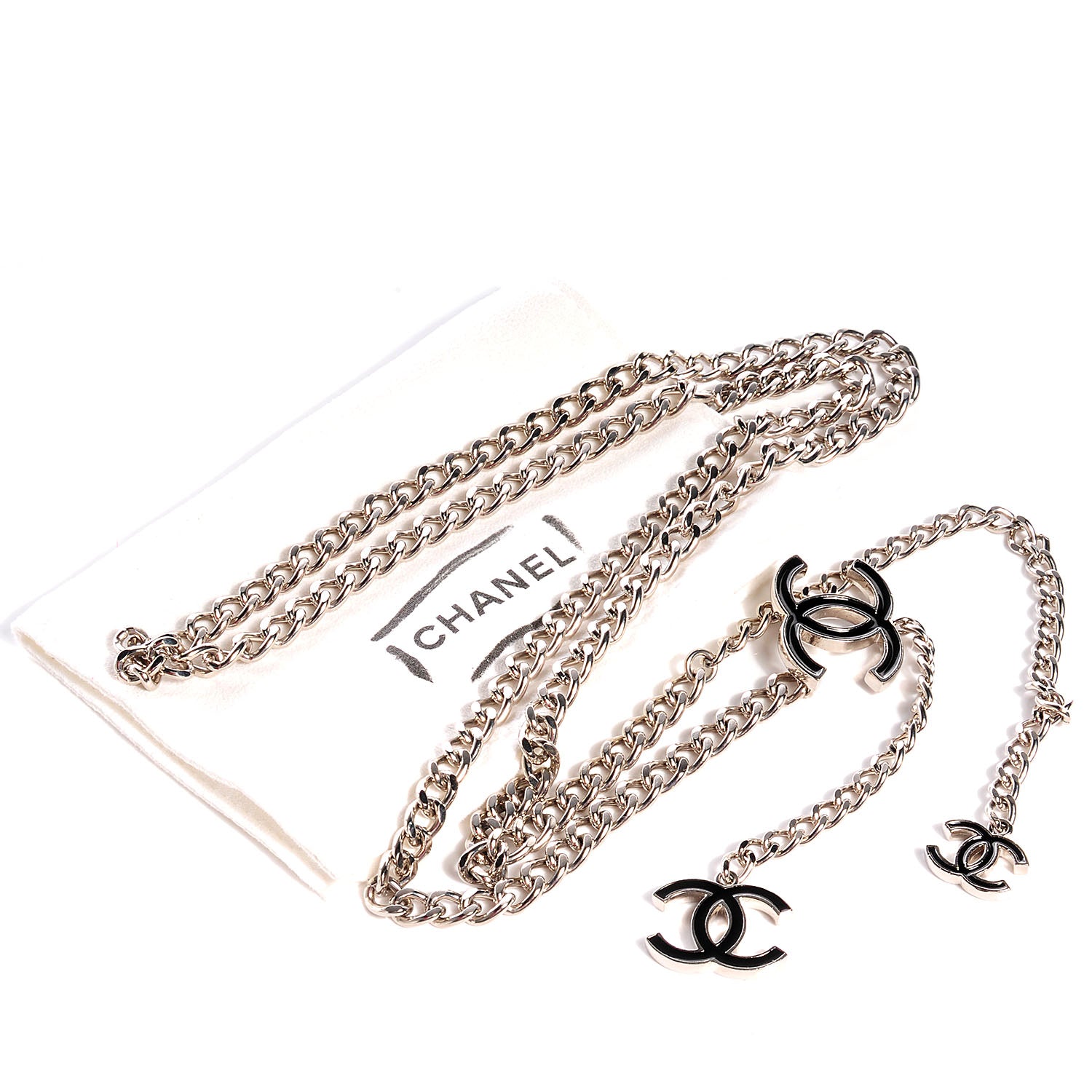 Chanel Enamel CC Chain Belt Silver Black 5 of 5