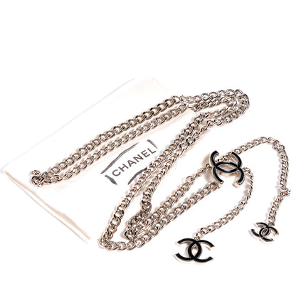 Chanel Enamel CC Chain Belt Silver Black 5 of 5