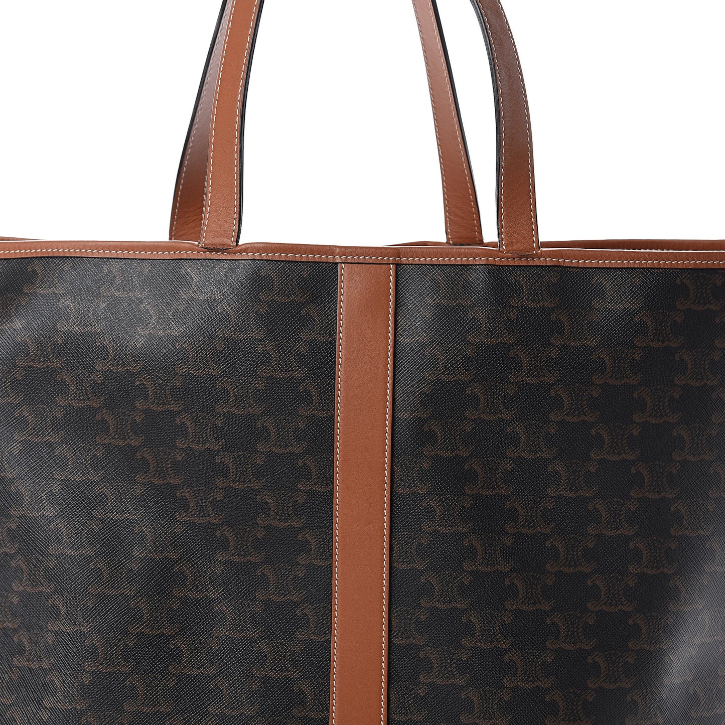 Triomphe Canvas Calfskin Medium Cabas Bag Tan