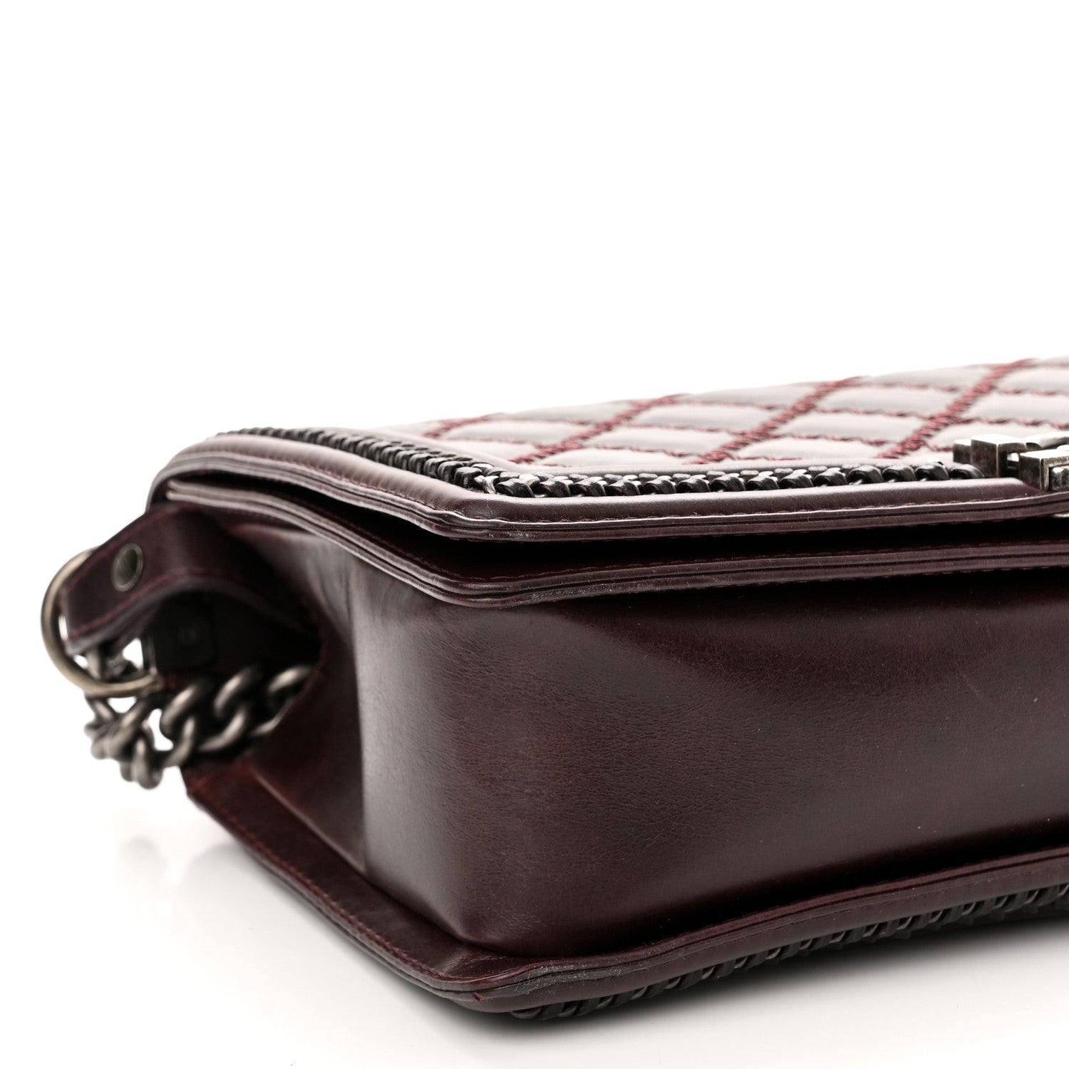 Chanel Goatskin Quilted New Medium Boy Handle Flap Burgundy 9 of 11