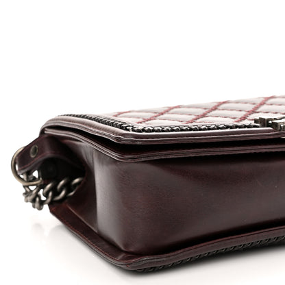 Chanel Goatskin Quilted New Medium Boy Handle Flap Burgundy 9 of 11