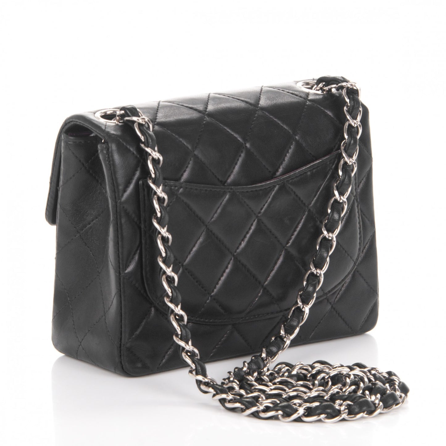 Lambskin Quilted Mini Square Flap Black