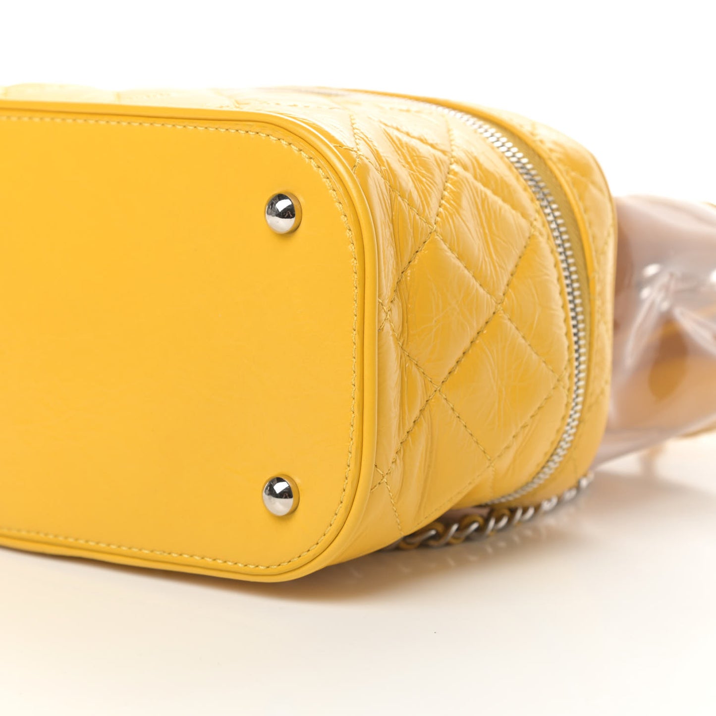 Crumpled Calfskin PVC Quilted Flap Yellow