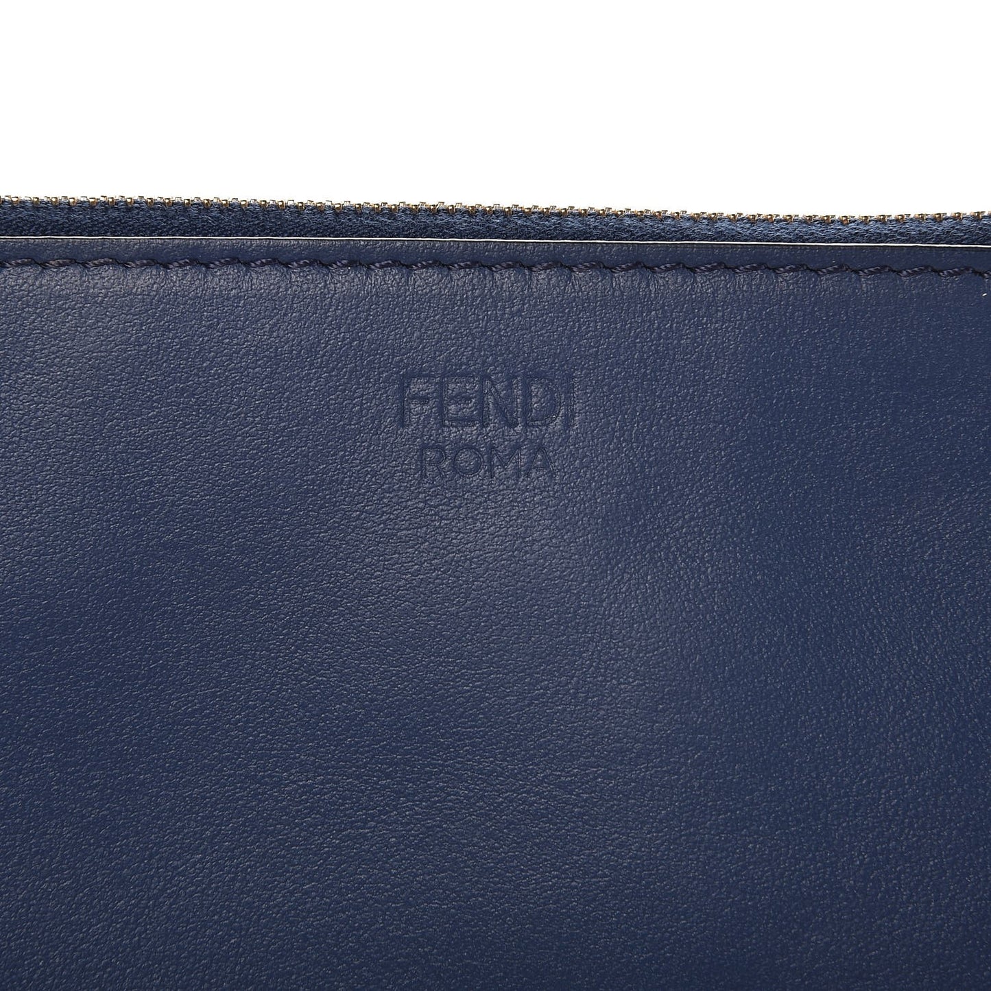 Vitello Century Opaco F is Fendi Pouch Blu Scuro