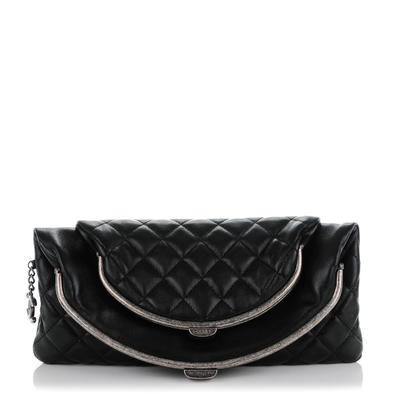 Chanel Lambskin Quilted Frame Clasp Flap Clutch Black 1 of 7