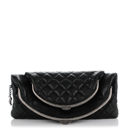 Chanel Lambskin Quilted Frame Clasp Flap Clutch Black 1 of 7