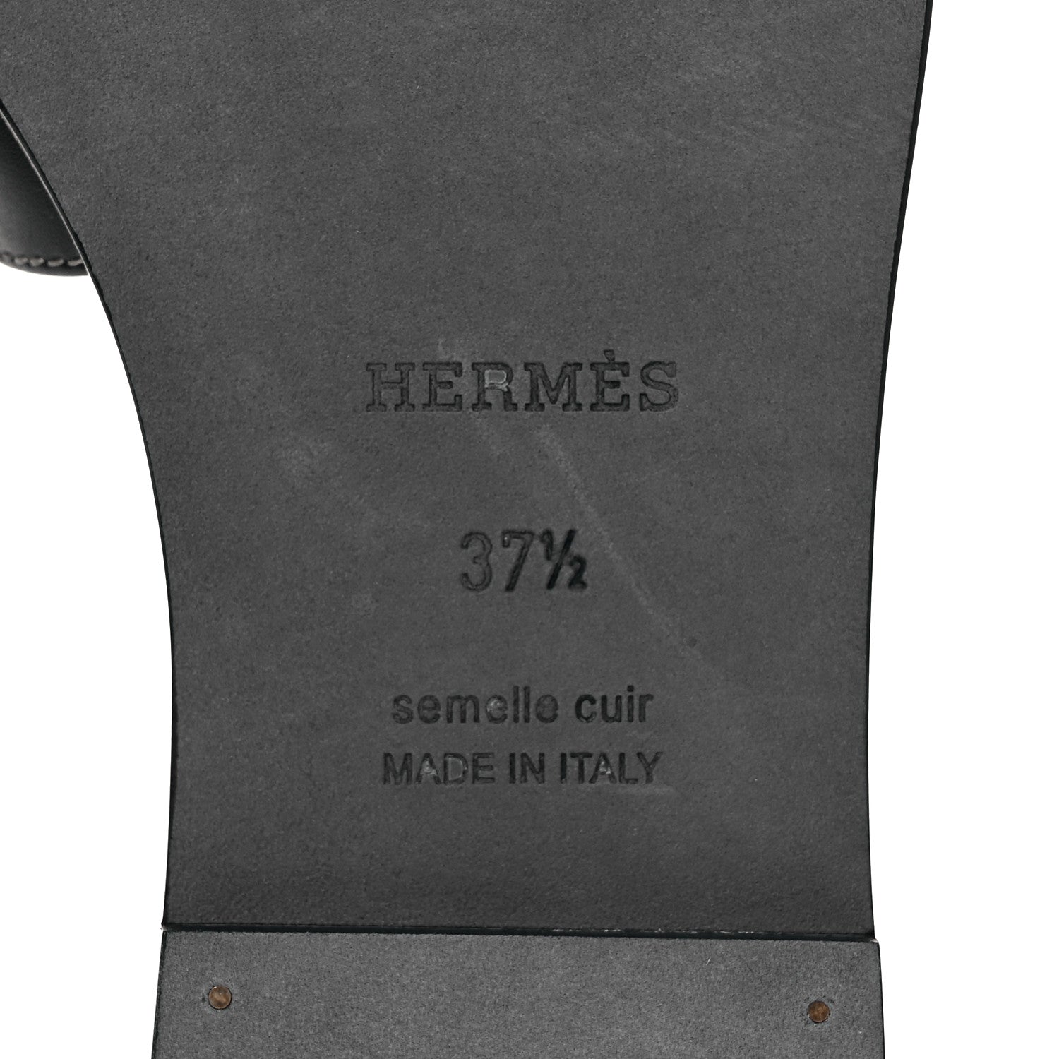 Hermes Box Calfskin Oran Sandals 37.5 Black 6 of 9