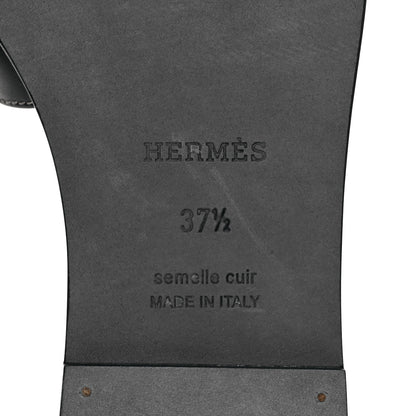 Hermes Box Calfskin Oran Sandals 37.5 Black 6 of 9