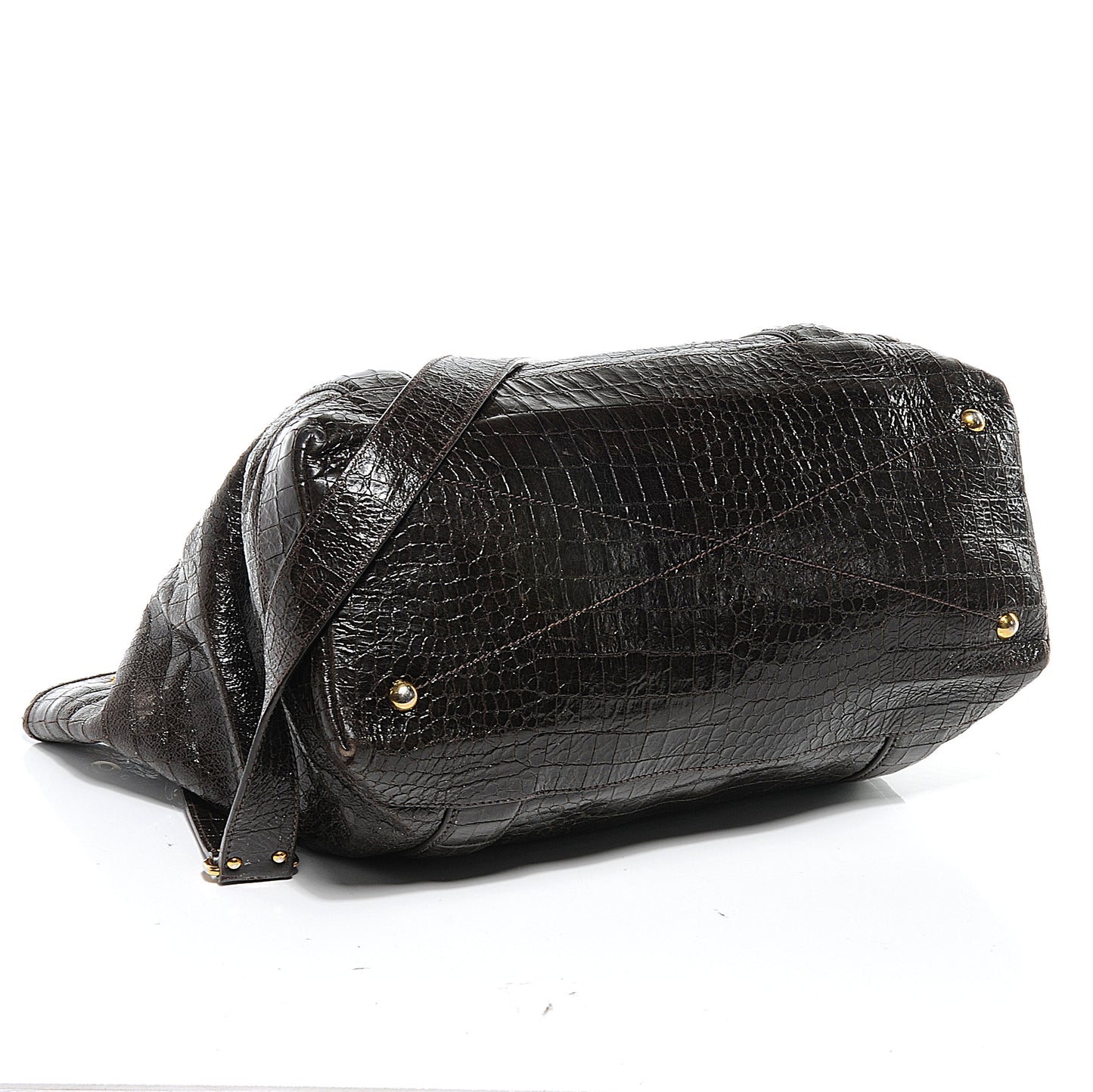 Calfskin Crocodile Embossed St Cocco Shopping Tote Moro