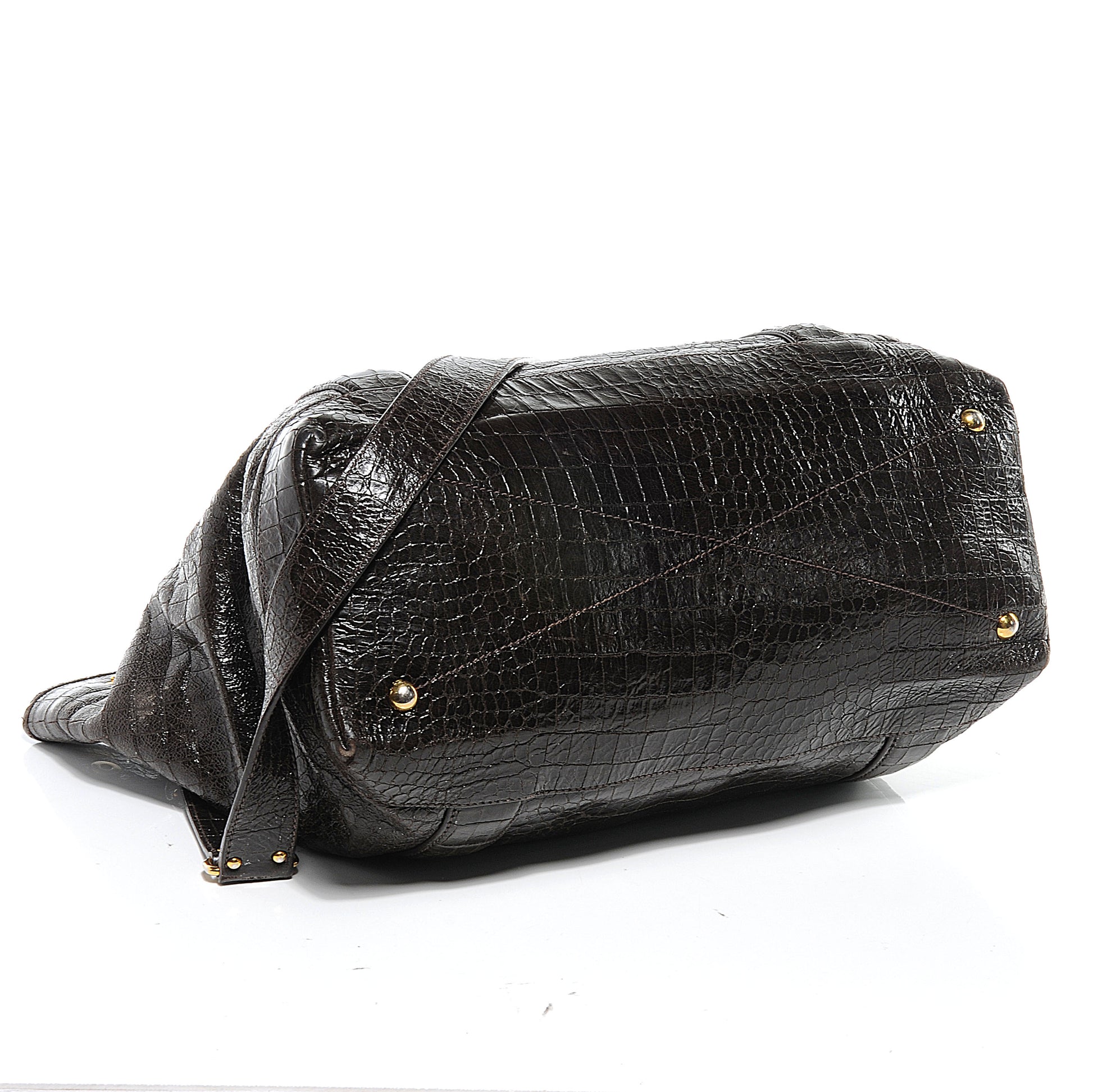 Miu Miu Calfskin Crocodile Embossed St Cocco Shopping Tote Moro 5 of 8