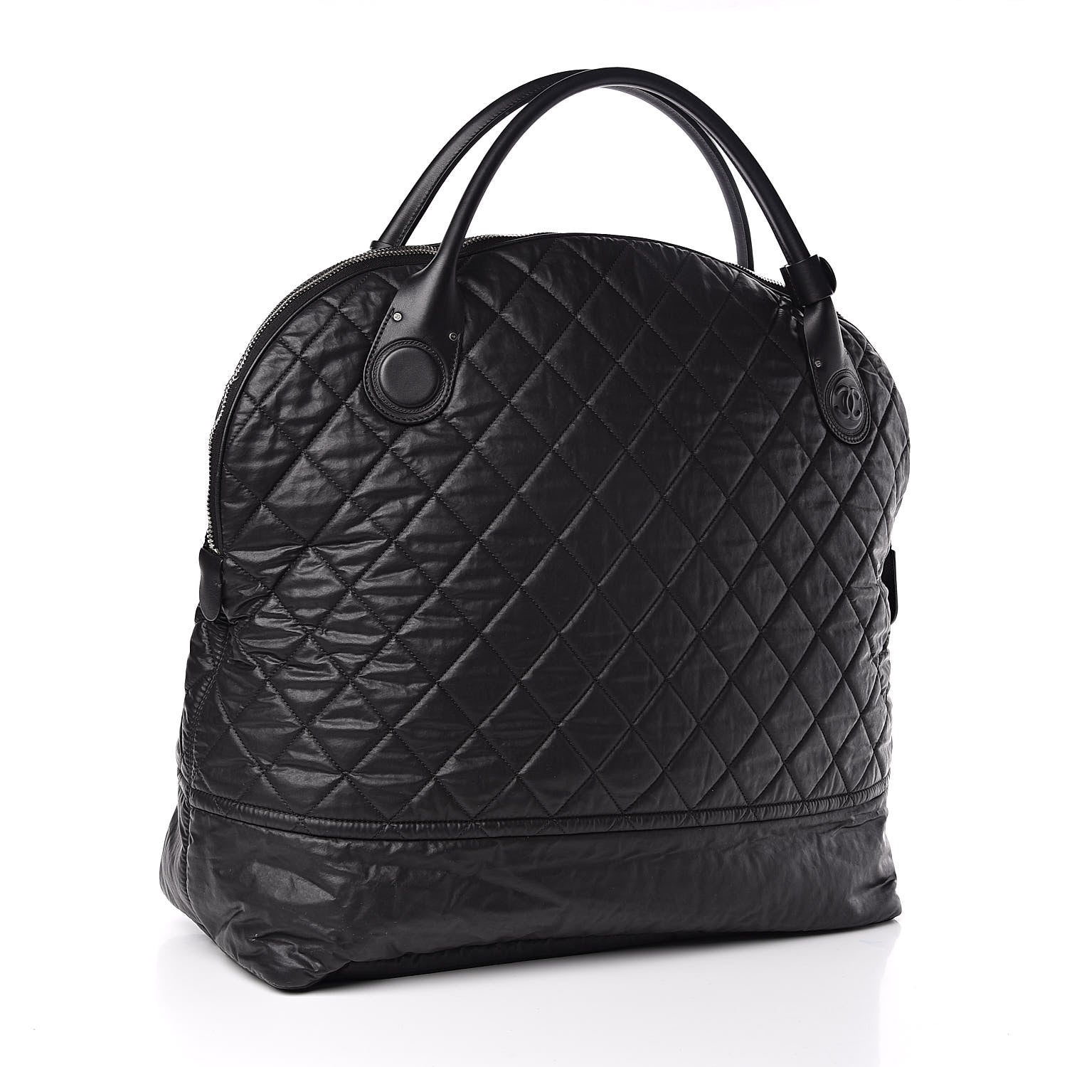 Chanel Coated Canvas Quilted Large Garment Travel Bag Black 3 of 10