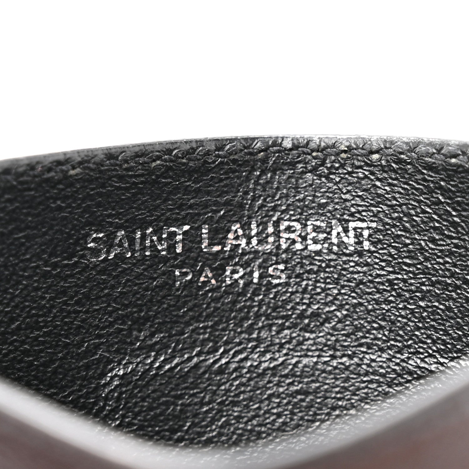 Saint Laurent Calfskin Paisley Studded Monogram Credit Card Case Black 6 of 7