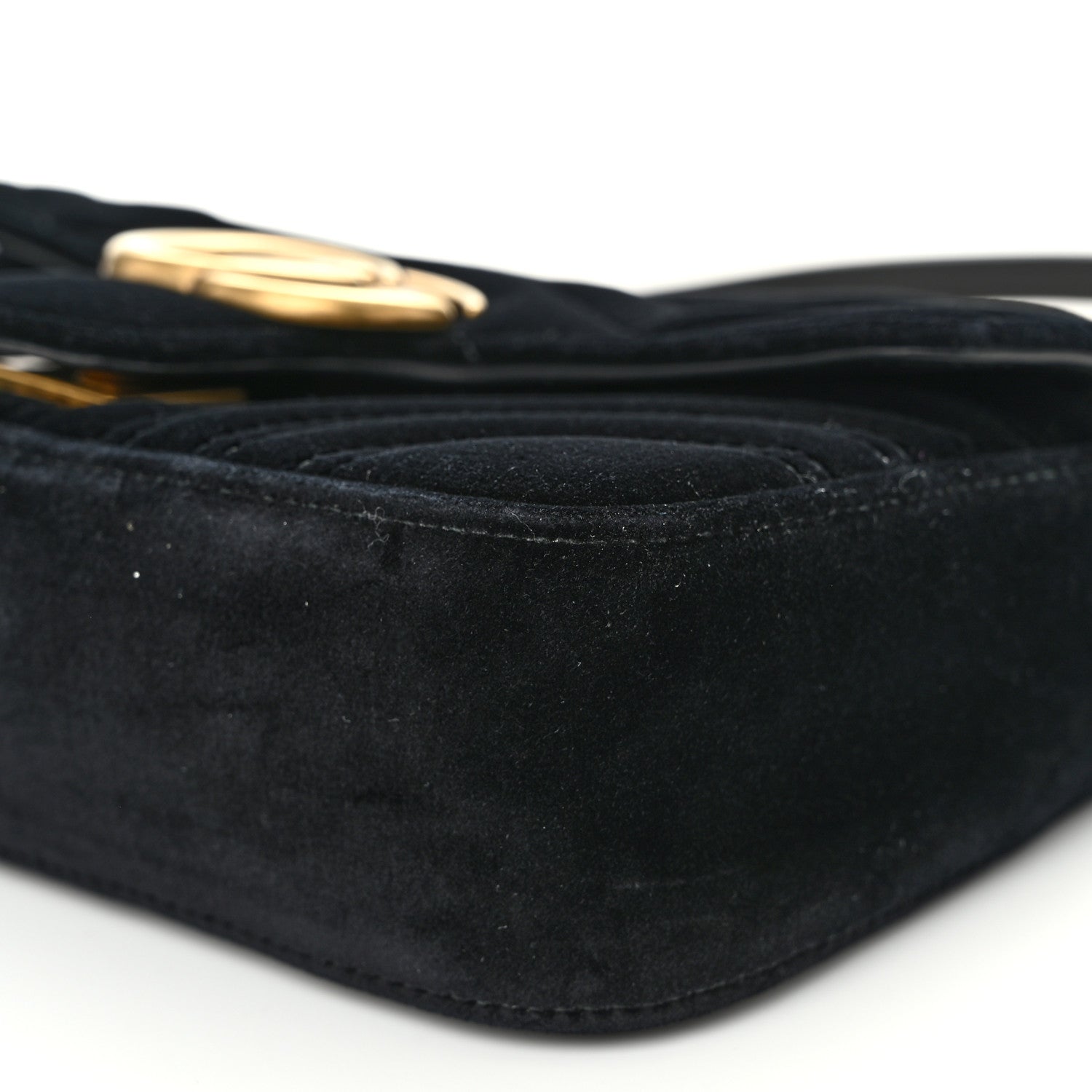 Gucci Velvet Matelasse Mini GG Marmont Shoulder Bag Black 10 of 11