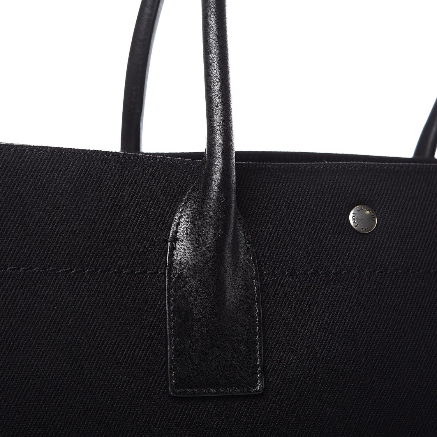 Saint Laurent Linen Calfskin Rive Gauche Tote Black 9 of 9
