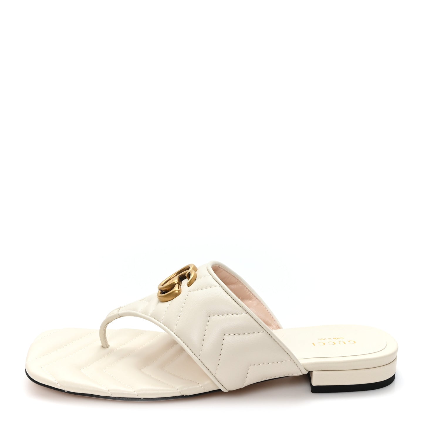 Nappa Charlotte Double G Marmont Thong Sandals 38 Mystic White