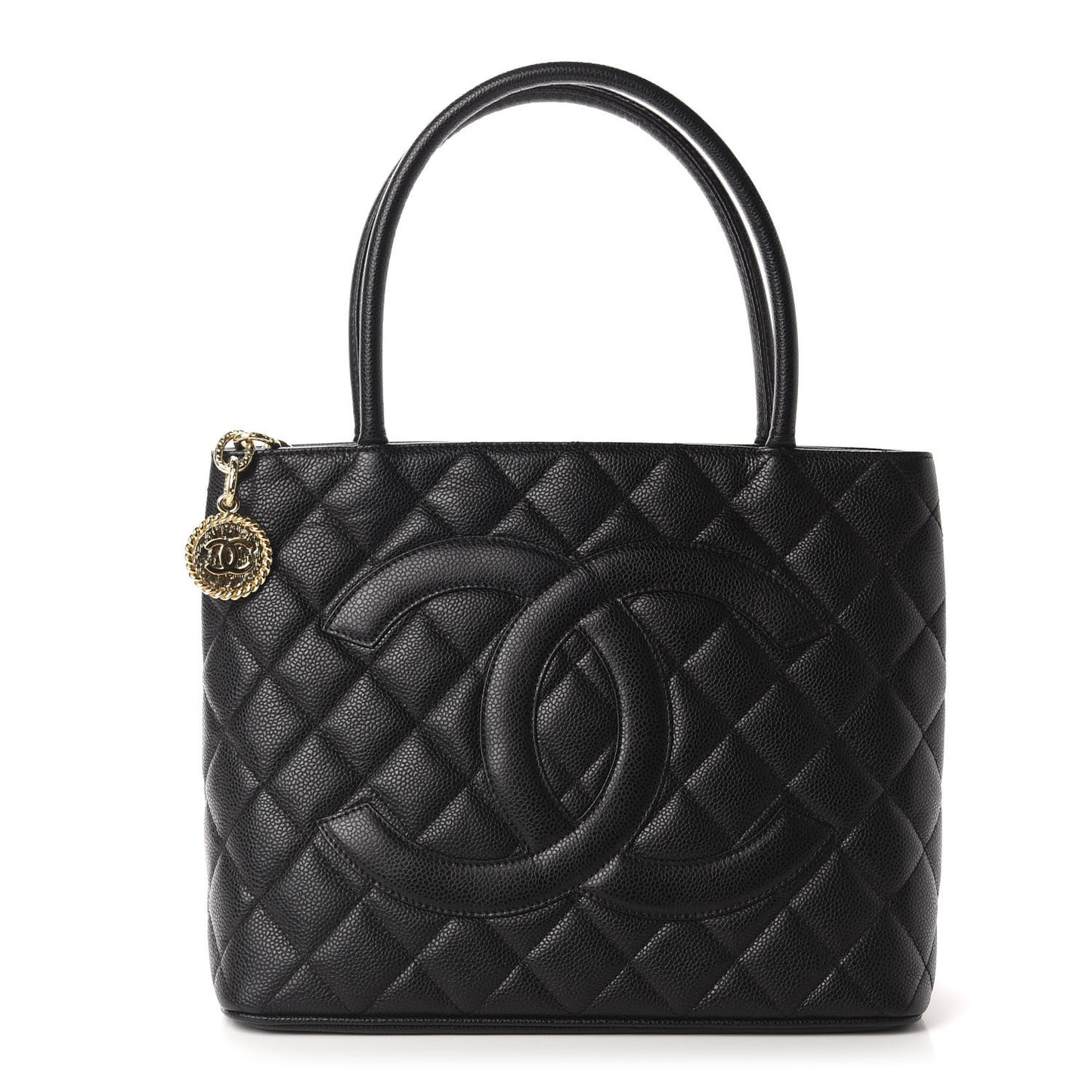 Caviar Quilted Medallion Tote Black