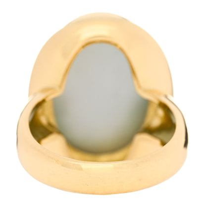 Elizabeth Locke 19K Yellow Gold Peacock Blue Venetian Glass Intaglio Ring 57 8 4 of 6