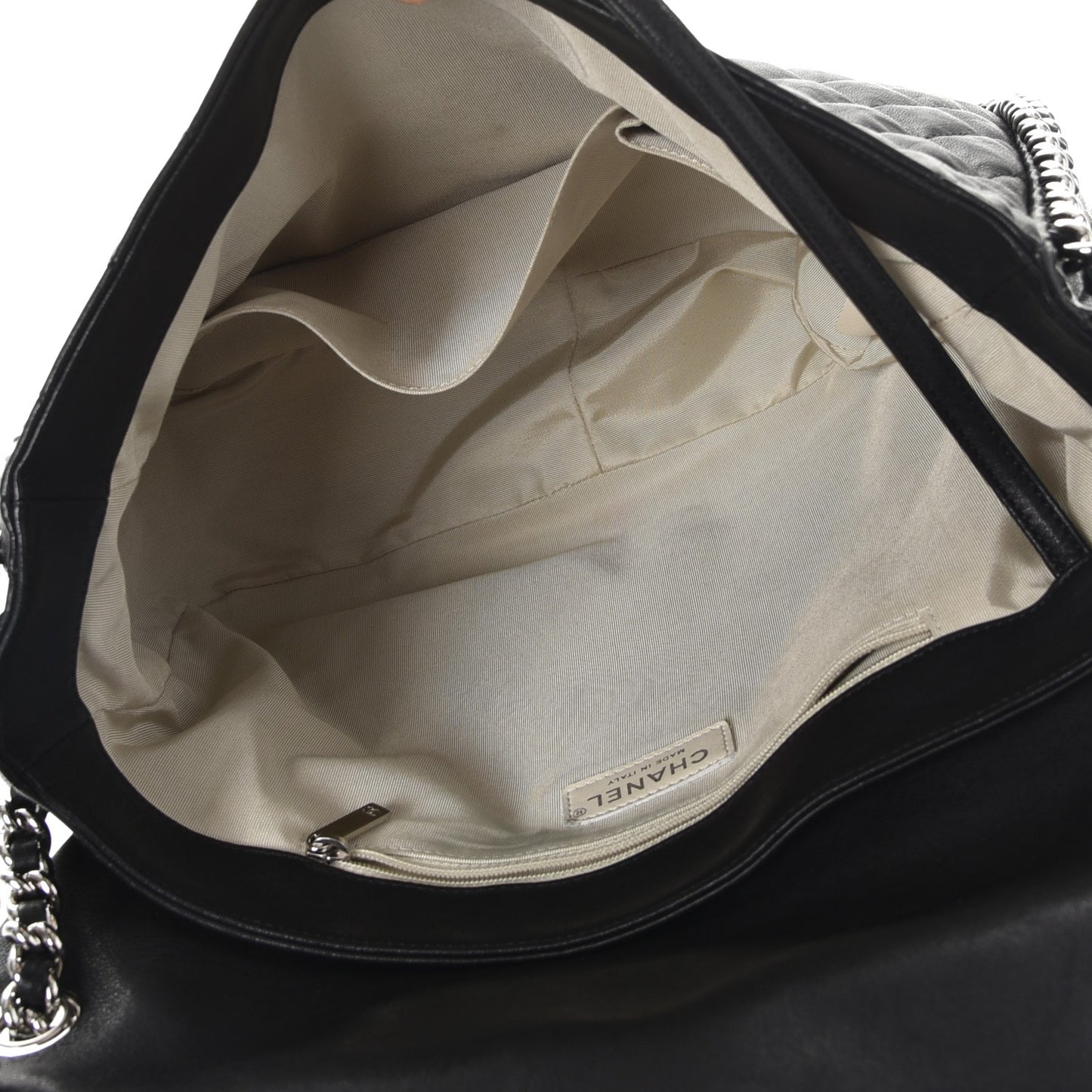 Washed Lambskin Quilted Maxi Chain Around Flap Black