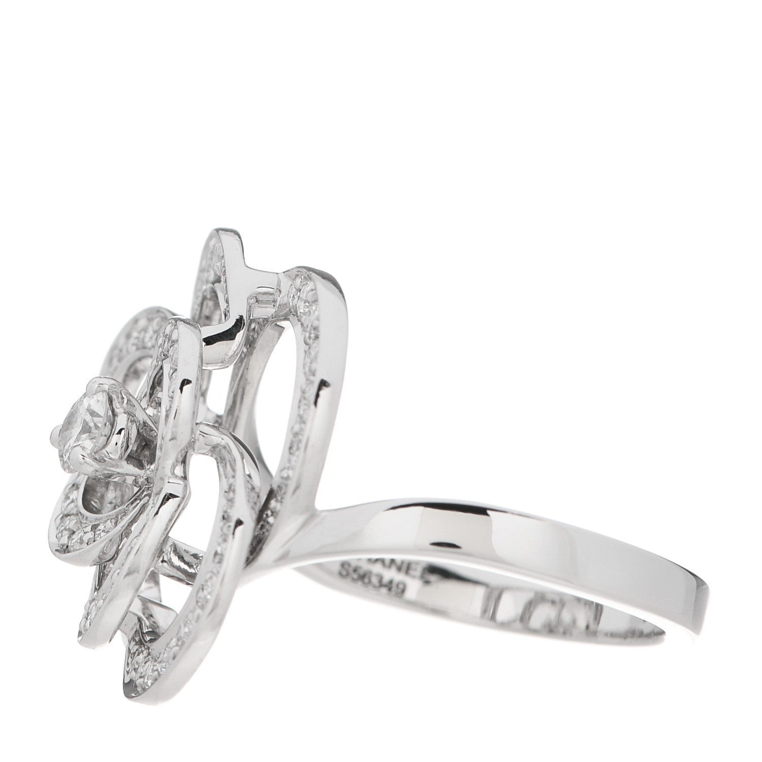 Chanel 18K White Gold Diamond Fil de Camelia Ring 52 6 3 of 6