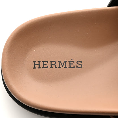 Hermes Suede Goatskin Womens Chypre Sandals 37 Rose Perle Black 8 of 10