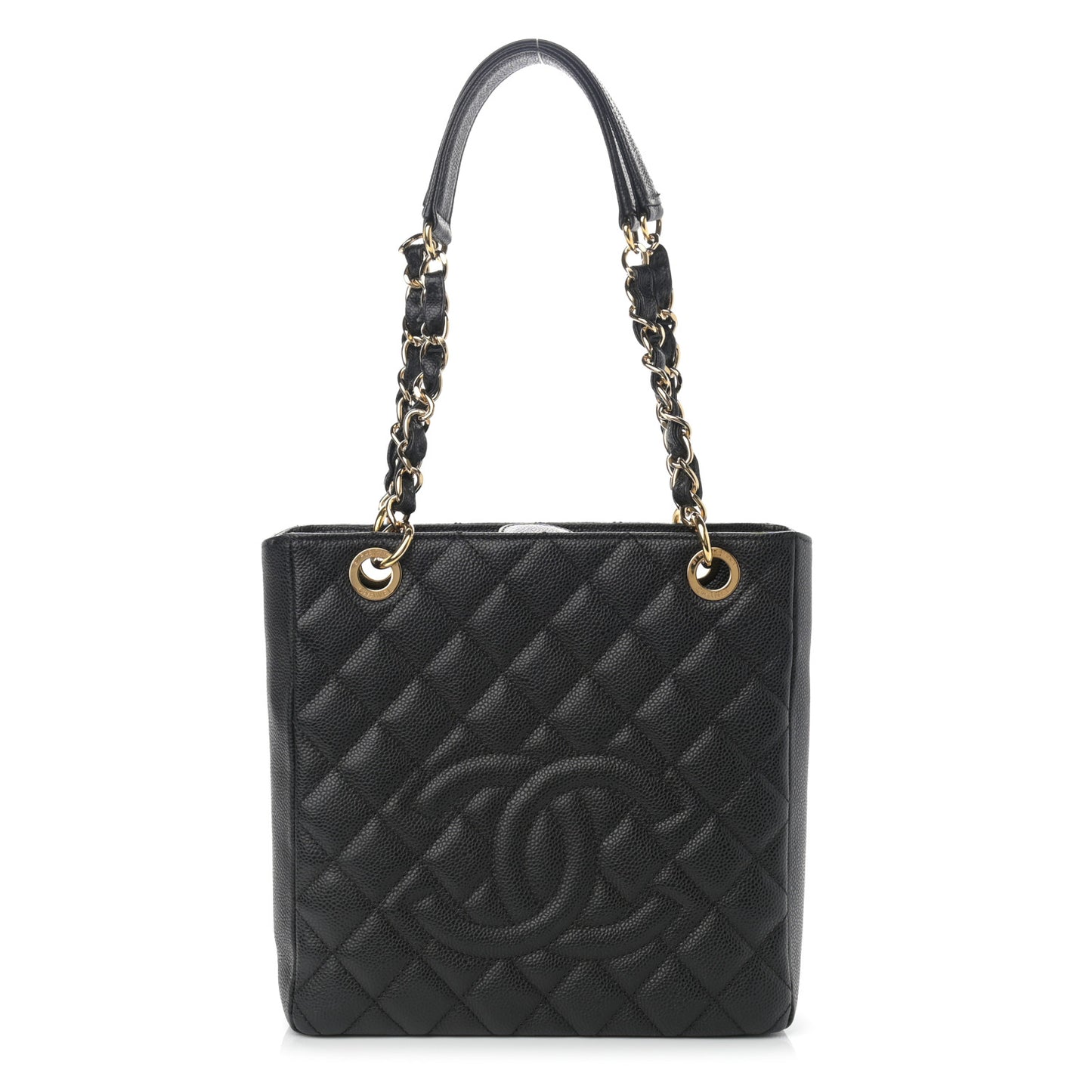 Caviar Quilted Petit Shopping Tote PST Black
