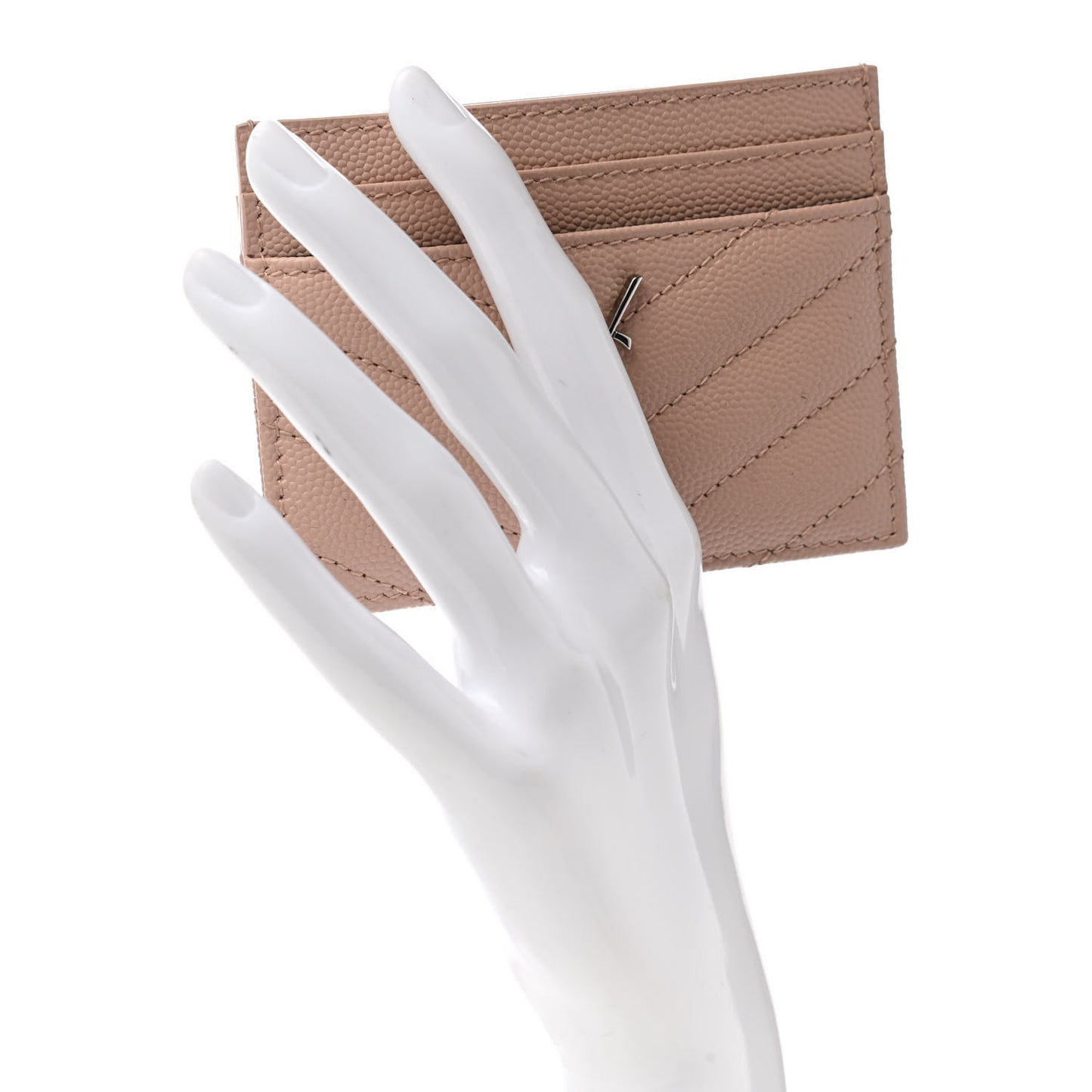 Grain De Poudre Matelasse Chevron Monogram Credit Card Case Pale Pink