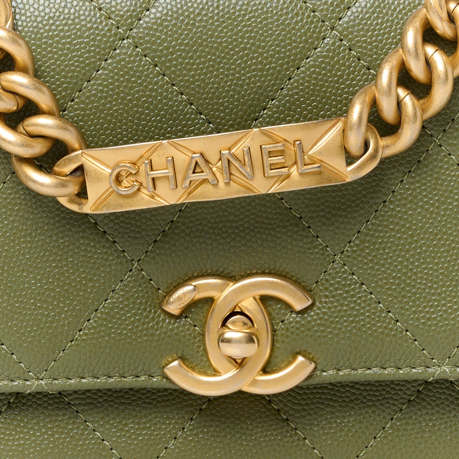 Chanel Caviar Quilted Mini Bracelet On Chain Flap Green 8 of 11