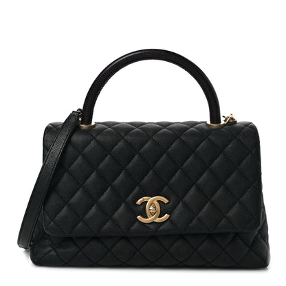 Chanel Caviar Lizard Embossed Quilted Small Coco Handle Flap Black 1 of 9