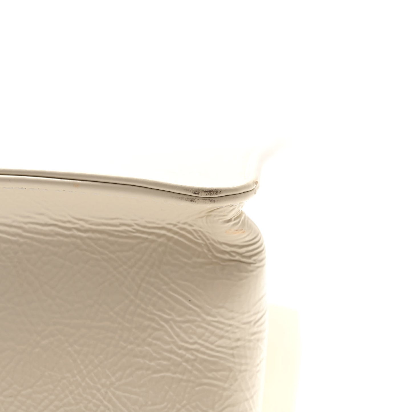 Shiny Aged Calfskin Shopping Bag White