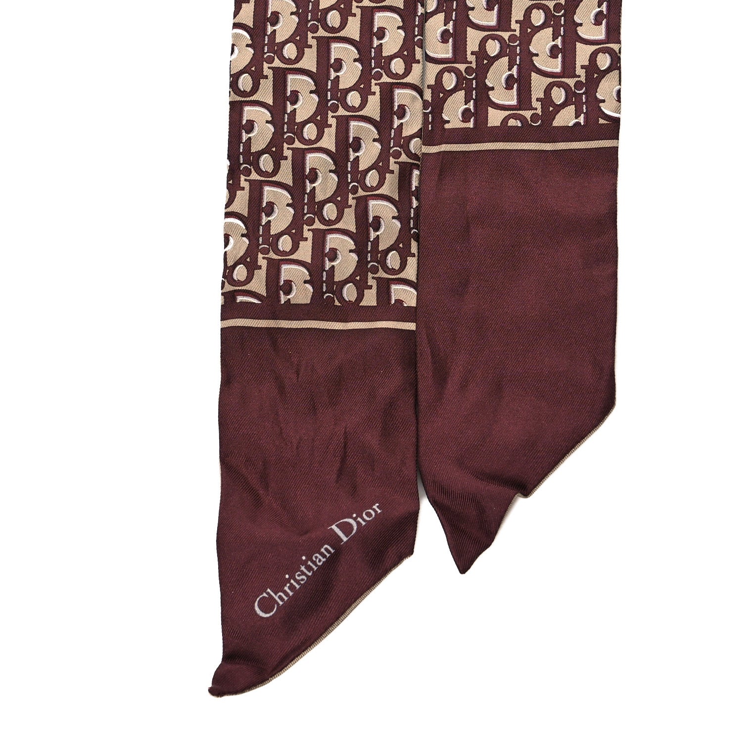 Christian Dior Silk Oblique Mitzah Scarf Bordeaux 2 of 4