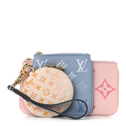 Louis Vuitton Empreinte Monogram Giant By The Pool Trio Pouch Rosebud Summer Blue Cream Saffron 1 of 9