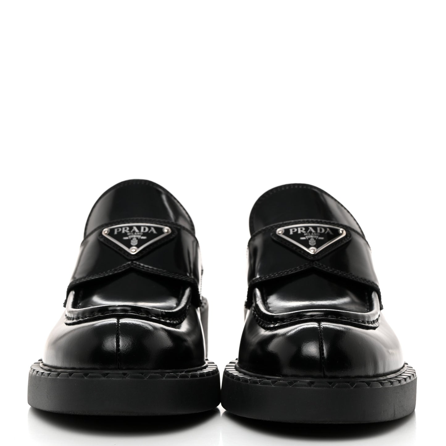 Spazzolato Metal Triangle Logo 50mm Loafers 36 Black