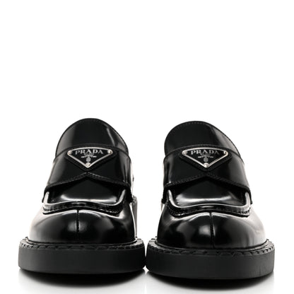 Prada Spazzolato Metal Triangle Logo 50mm Loafers 36 Black 2 of 9