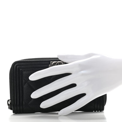 Chanel Caviar Quilted Small Boy Zip Around Wallet Black 7 of 8