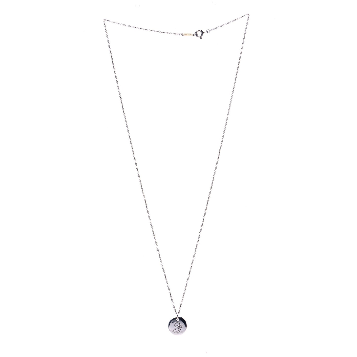 Sterling Silver Letter G Round Pendant Necklace