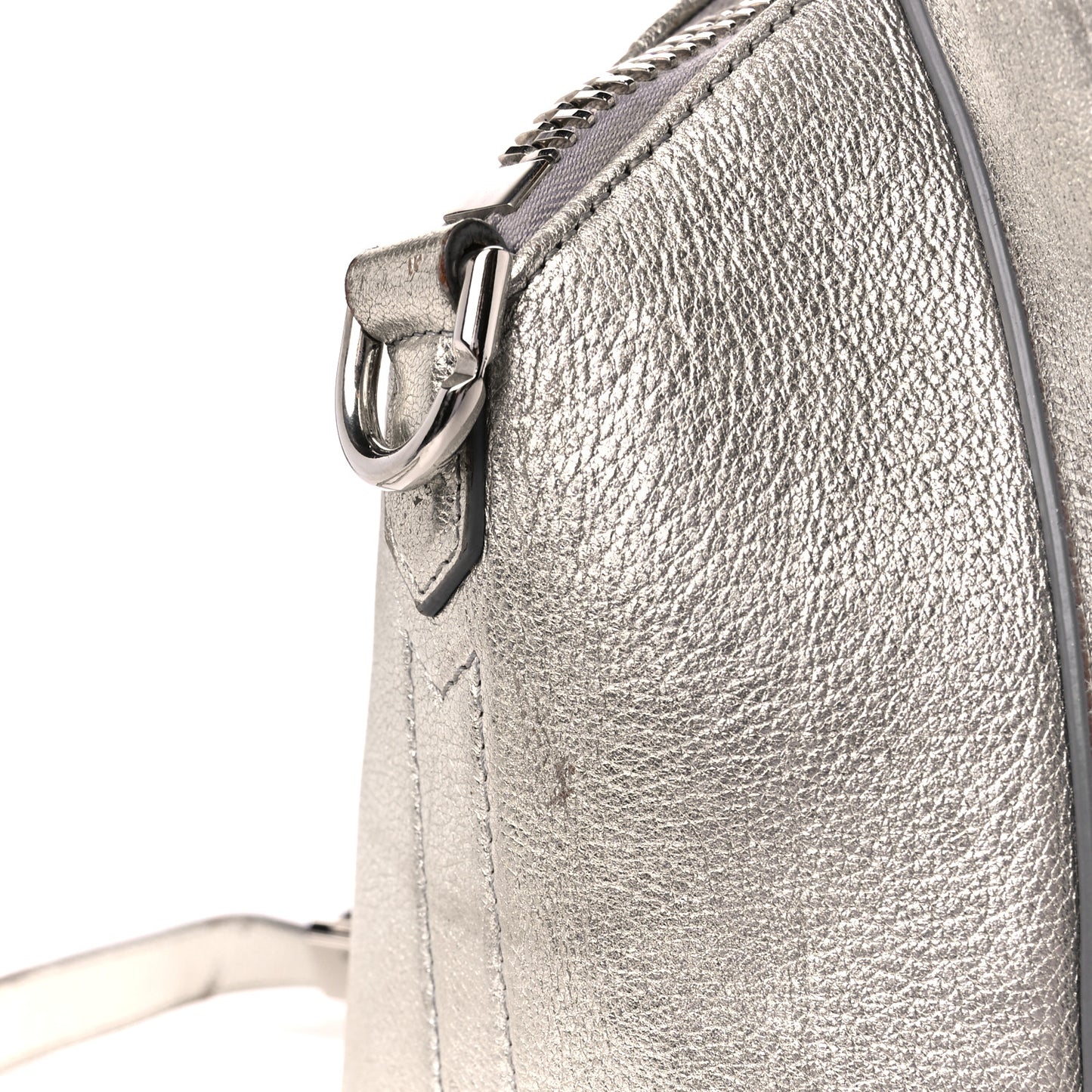 Metallic Sugar Goatskin Small Antigona Silver