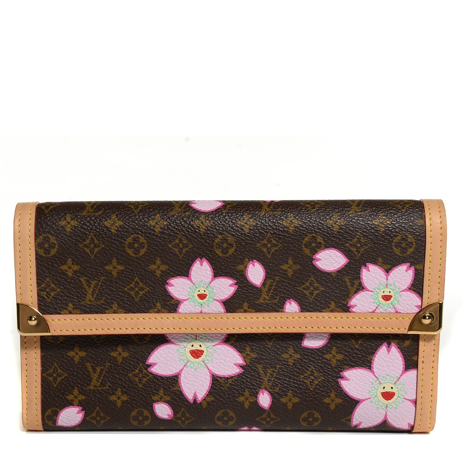 Louis Vuitton Monogram Cherry Blossom Porte Tresor International Wallet Brown 1 of 8