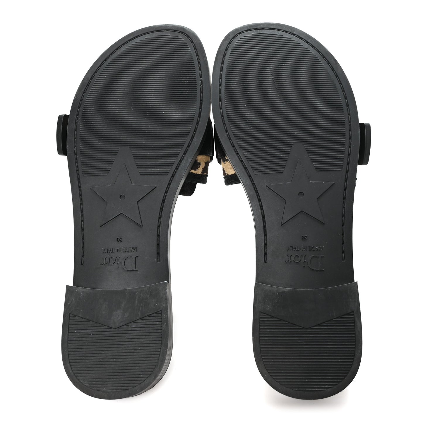 Technical Stretch Fabric Leopard Dio(r)evolution Slide Sandals 39 Black Natural