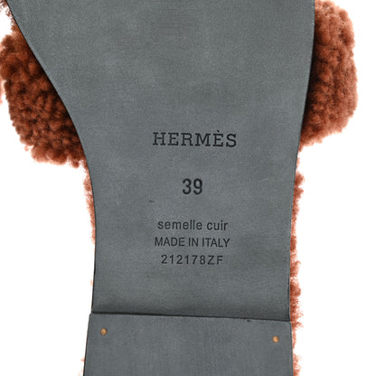 Hermes Woolskin Oran Sandals 39 Cognac 7 of 8