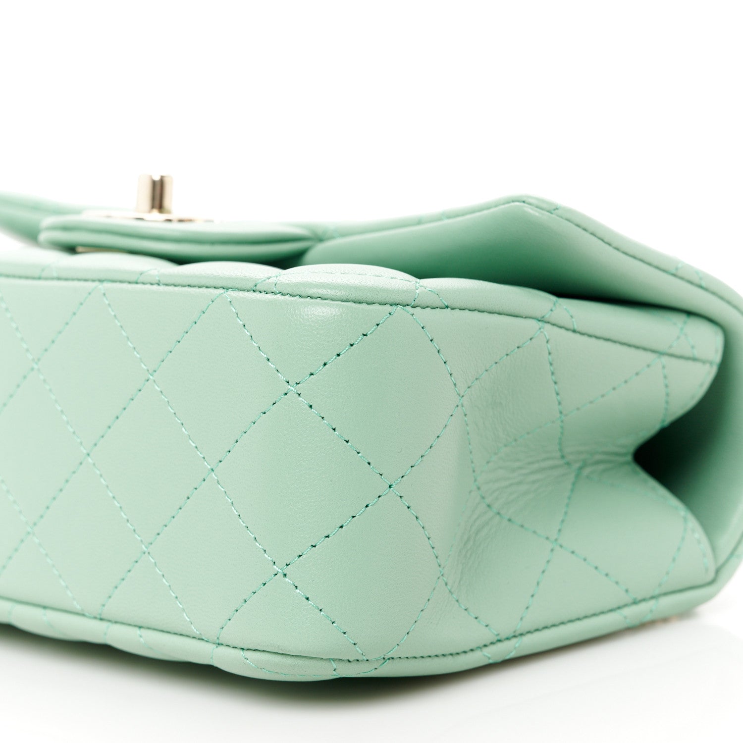 Chanel Lambskin Quilted Mini Top Handle Rectangular Flap Light Green 11 of 11
