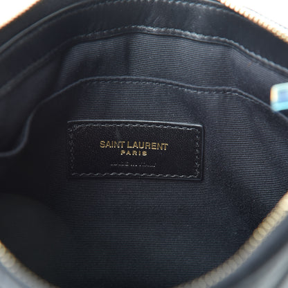 Saint Laurent Calfskin Matelasse Chevron Monogram A5 Wristlet Black 6 of 8