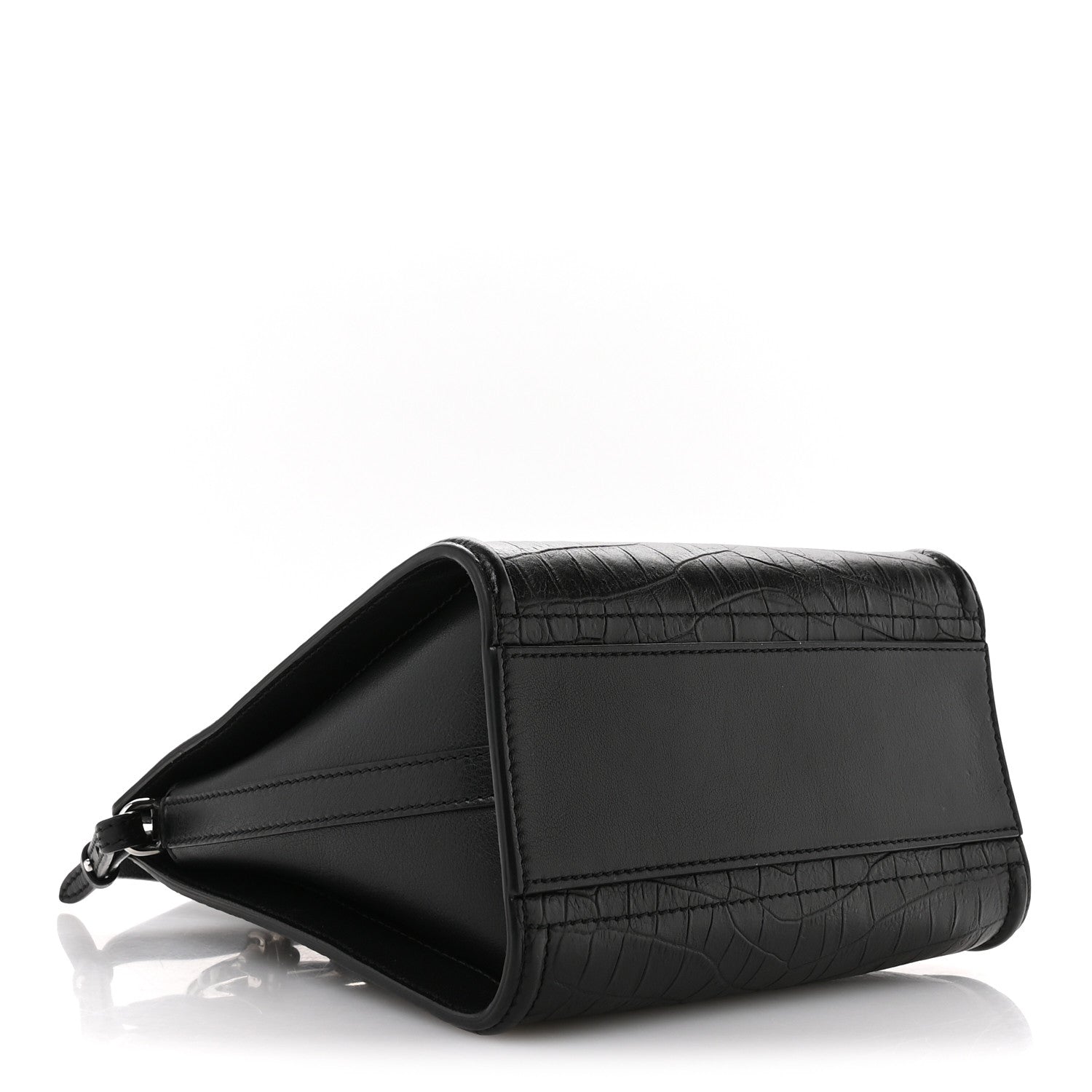Alexander McQueen Crocodile Embossed Calfskin The Short Story Shoulder Bag Black 4 of 12
