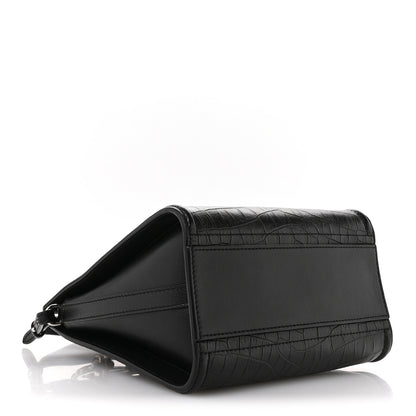 Alexander McQueen Crocodile Embossed Calfskin The Short Story Shoulder Bag Black 4 of 12
