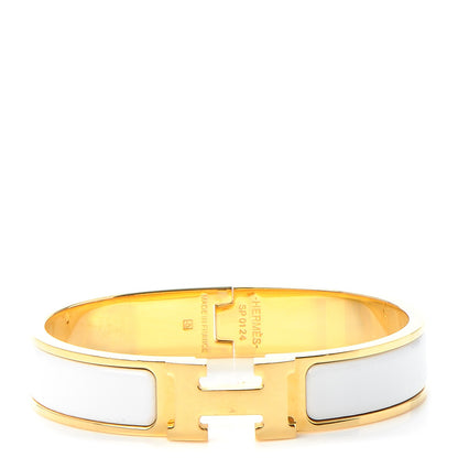 Hermes Enamel Narrow Clic Clac H Bracelet PM White 1 of 5
