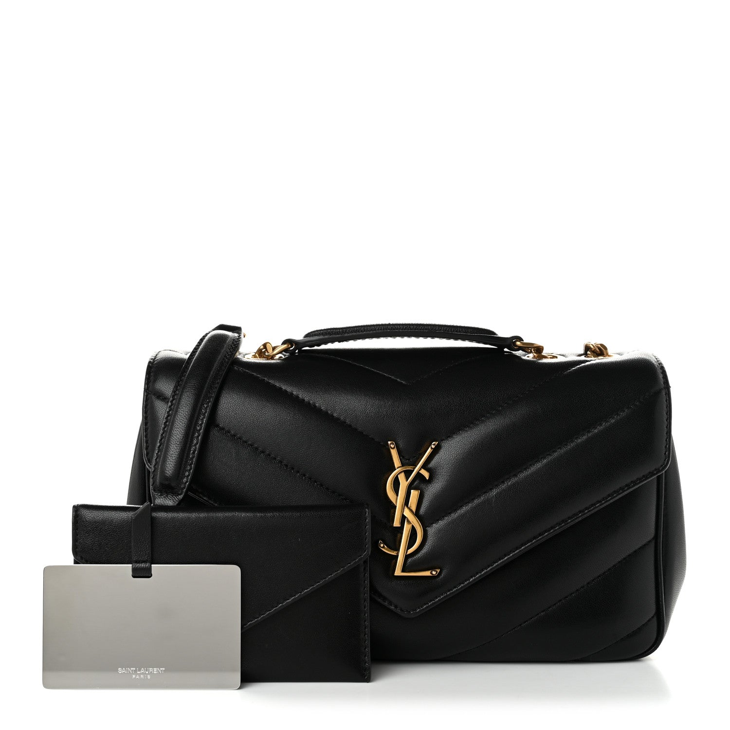 Saint Laurent Lambskin Chevron Quilted Small Loulou Black 3 of 12