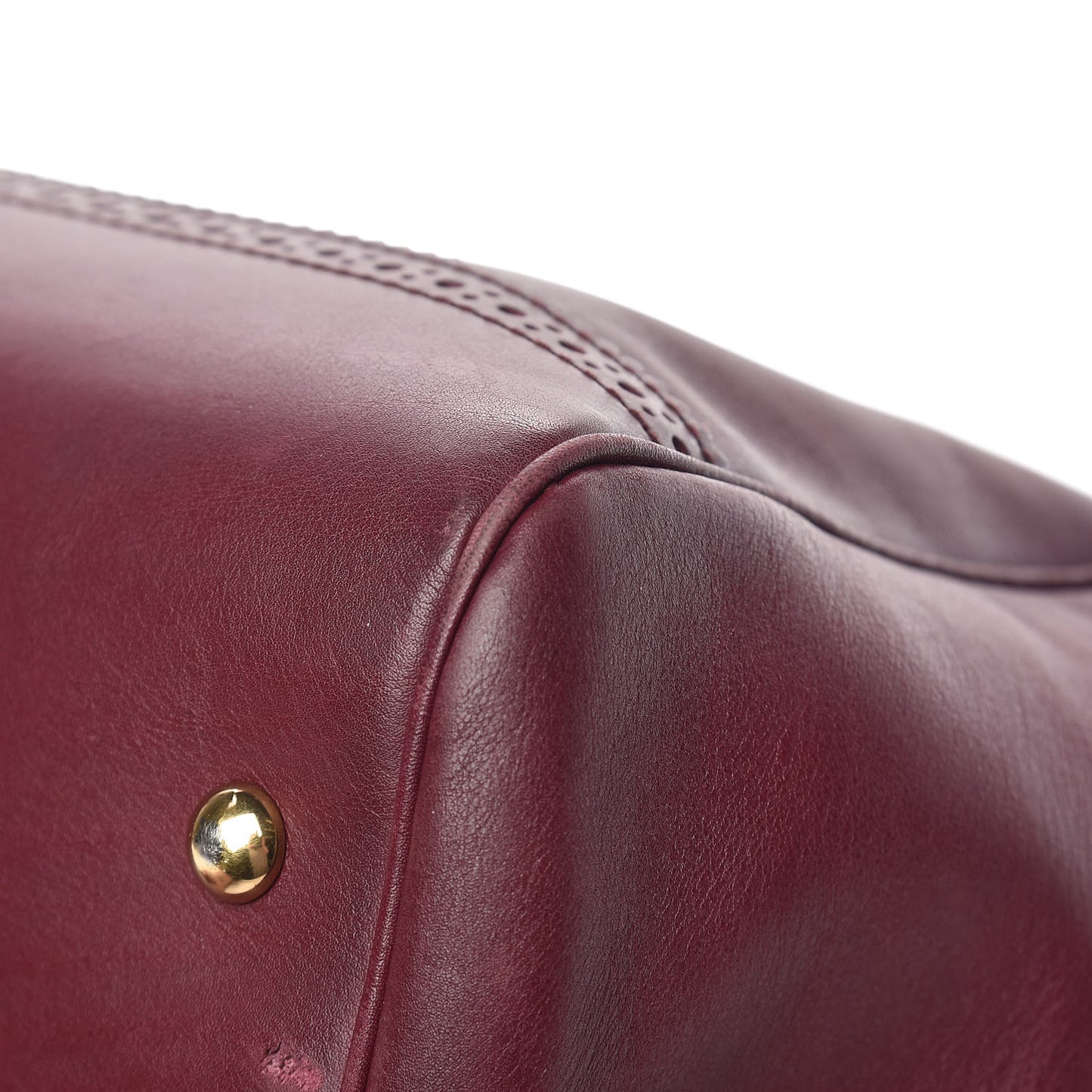 Calfskin Duilio Brogue Top Handle Bag Burgundy