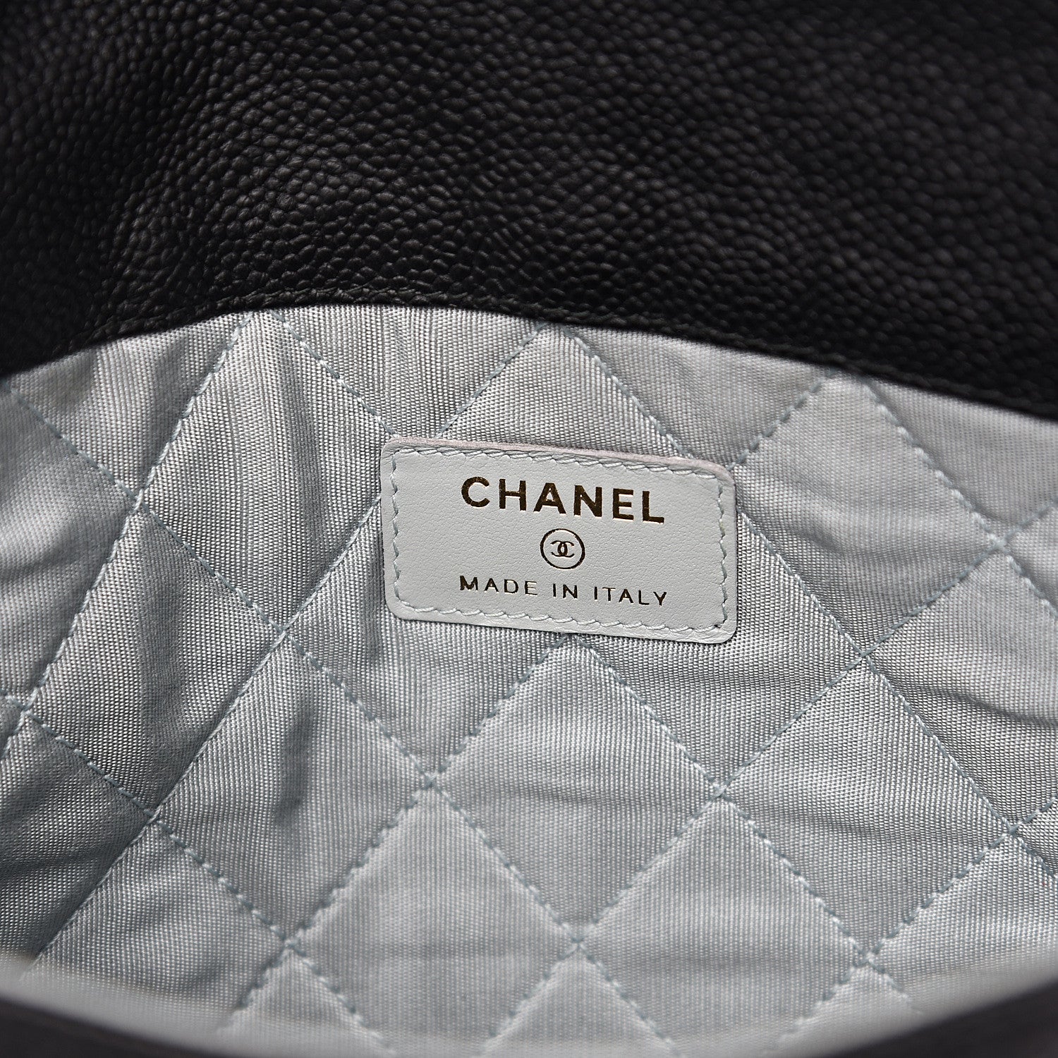 Chanel Caviar Quilted CC Box Flap Pouch Black Blue 5 of 8