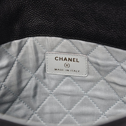 Chanel Caviar Quilted CC Box Flap Pouch Black Blue 5 of 8