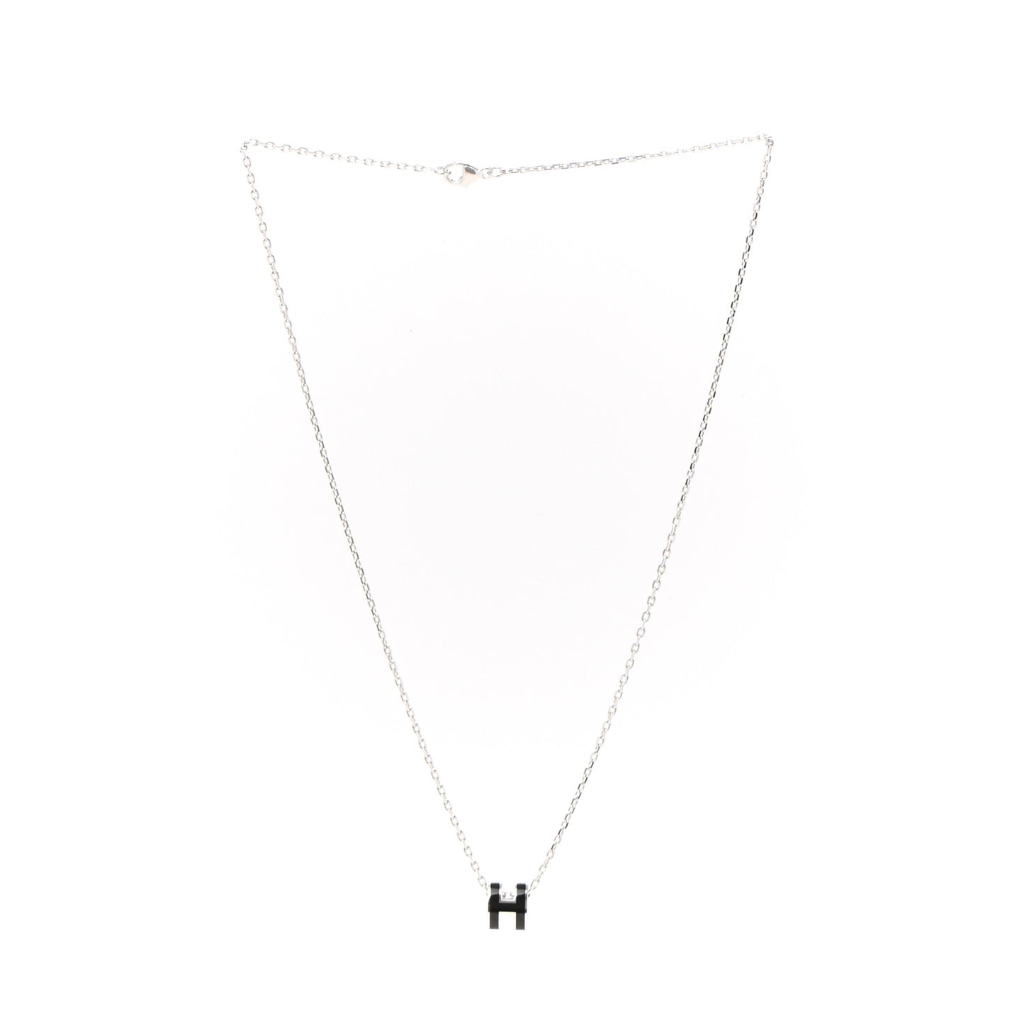 Lacquered Palladium Mini Pop H Pendant Necklace Black
